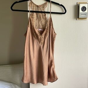 Silk lace trim tank camisole